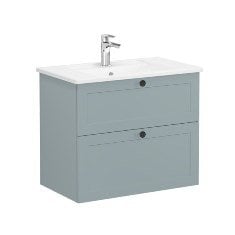 Vitra Root Classic 68858 Lavabo Dolabı, İki Çekmeceli, 80 Cm, Mat Fiyord Yeşili, Köşeli Lavabolu